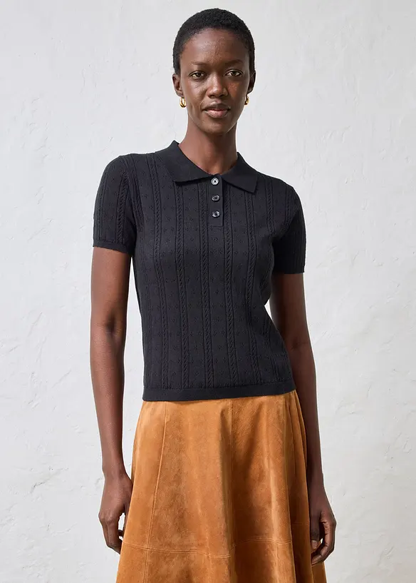 Genser med silke og hullm&oslash;nster, bonprix