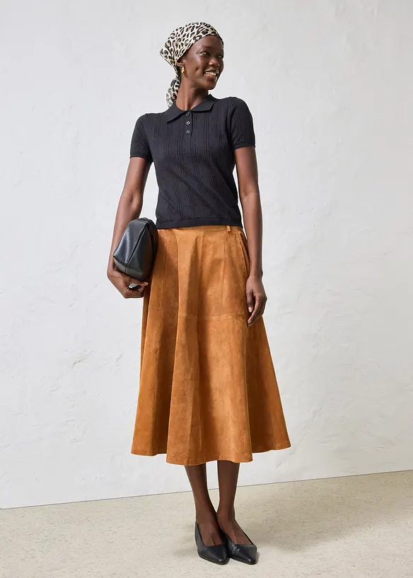 Genser med silke og hullm&oslash;nster, bonprix