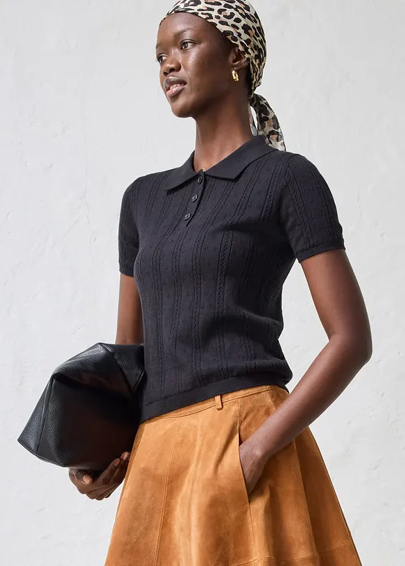 Genser med silke og hullm&oslash;nster, bonprix