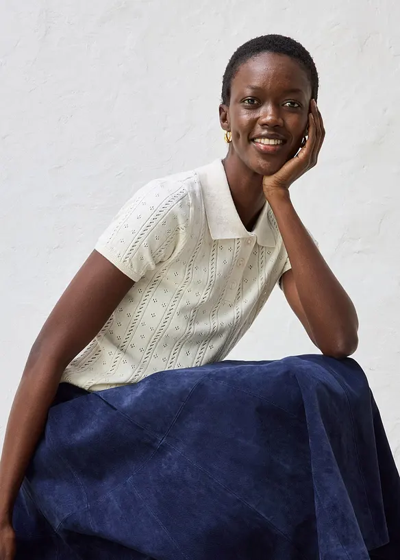 Genser med silke og hullm&oslash;nster, bonprix