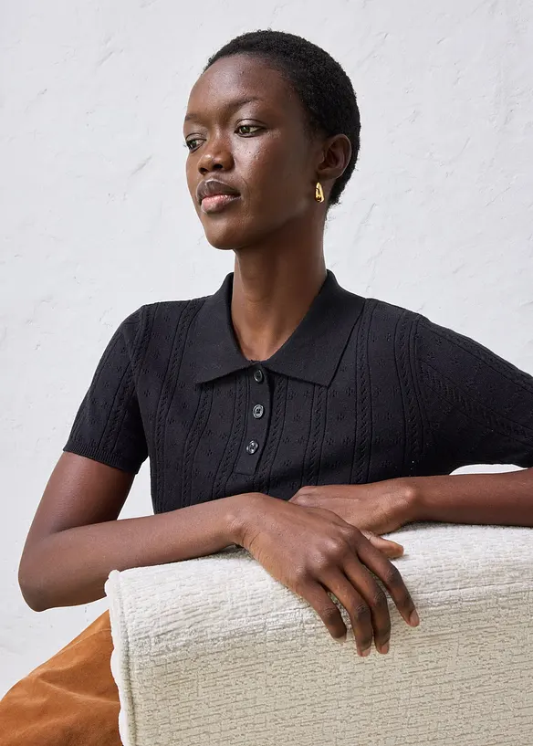 Genser med silke og hullm&oslash;nster, bonprix