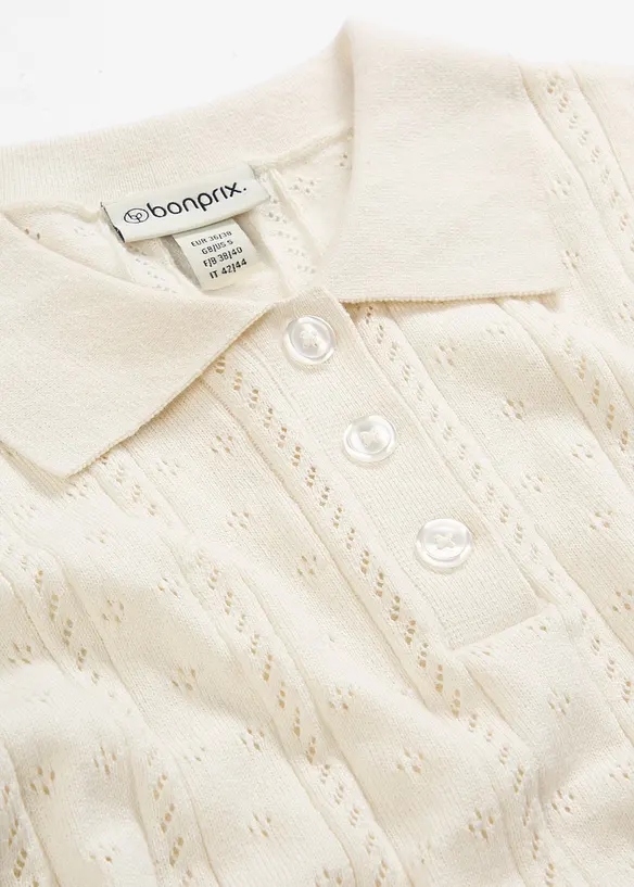 Genser med silke og hullm&oslash;nster, bonprix