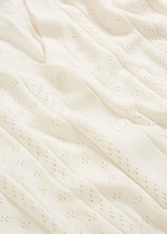Cardigan med silke og hullm&oslash;nster, bonprix