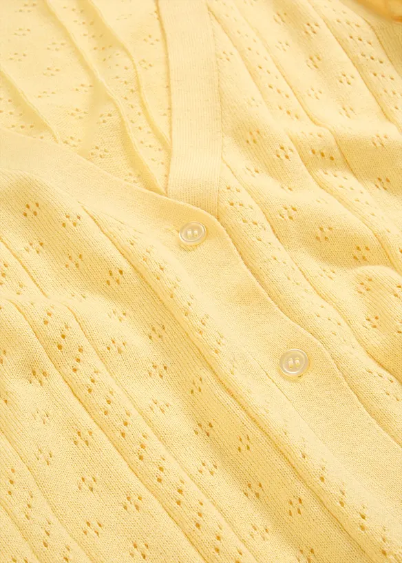 Cardigan med silke og hullm&oslash;nster, bonprix