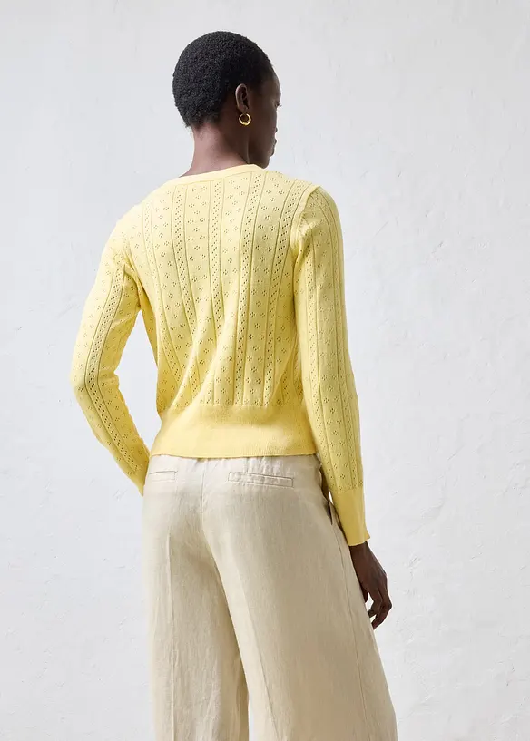 Cardigan med silke og hullm&oslash;nster, bonprix