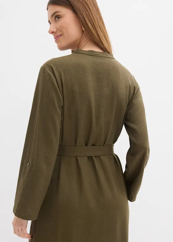 Kjole med lommer i lin- og viskosemiks, bonprix