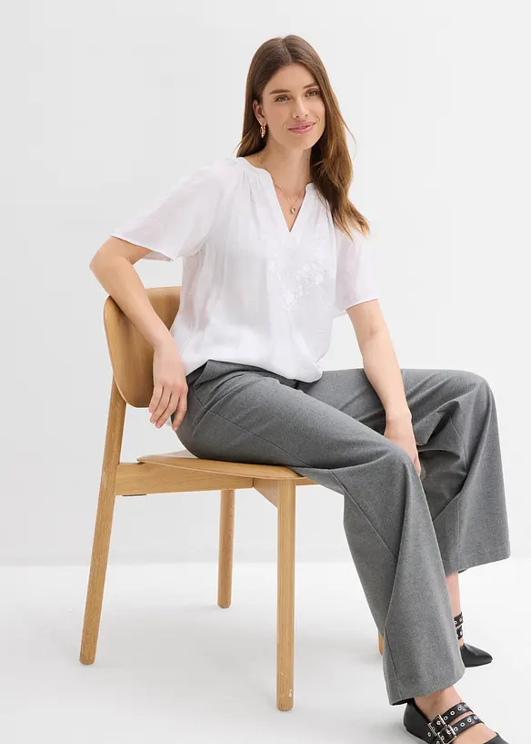 Kortermet crinkle bluse, bonprix