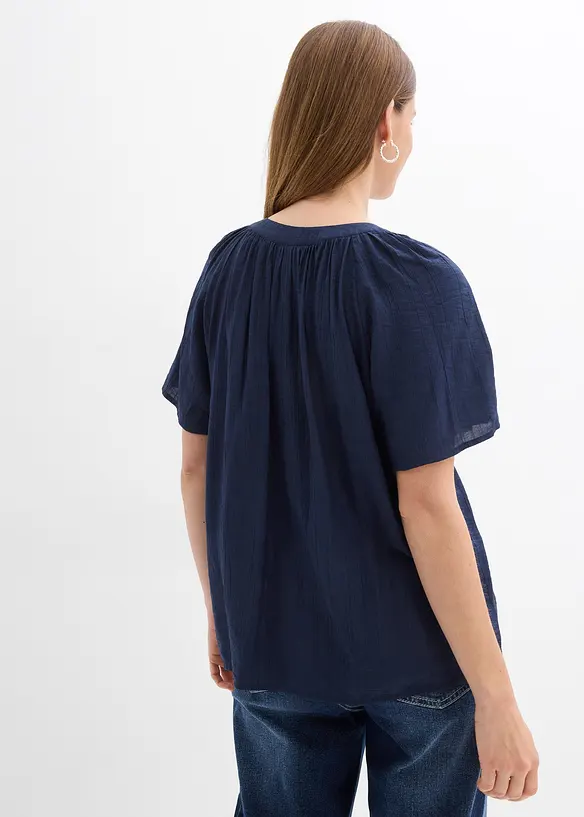 Kortermet crinkle bluse, bonprix