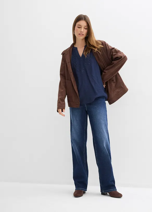 Kortermet crinkle bluse, bonprix