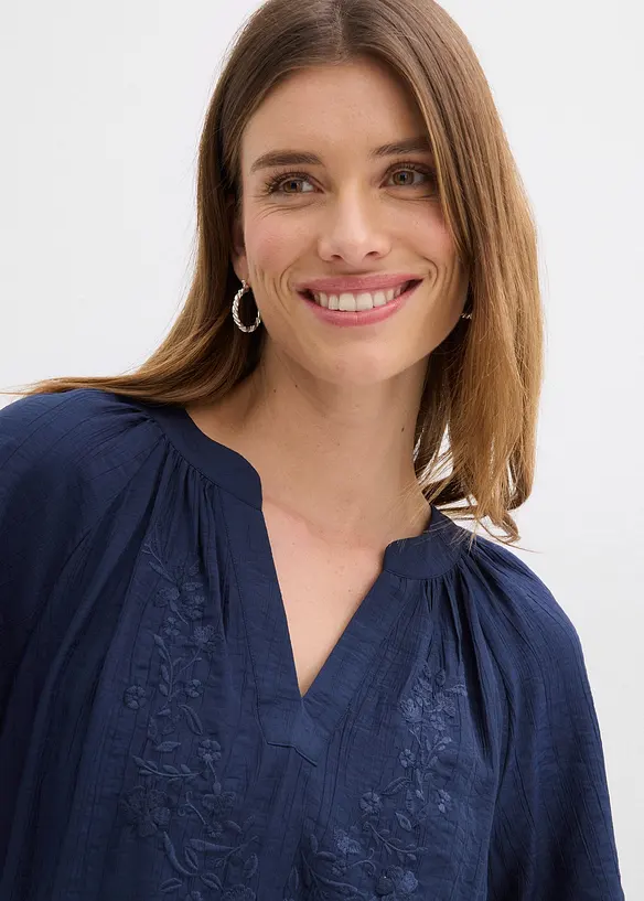 Kortermet crinkle bluse, bonprix