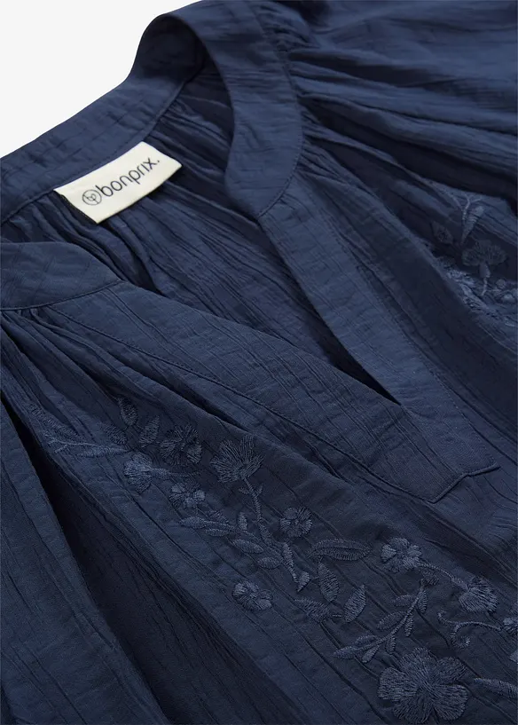 Kortermet crinkle bluse, bonprix