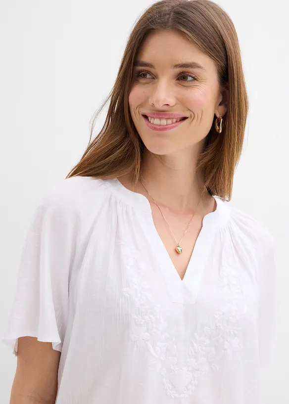 Kortermet crinkle bluse, bonprix