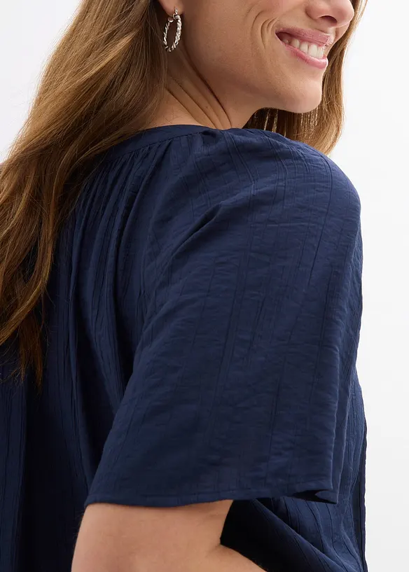 Kortermet crinkle bluse, bonprix