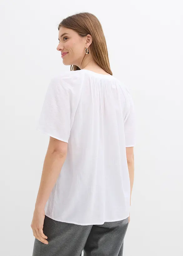 Kortermet crinkle bluse, bonprix