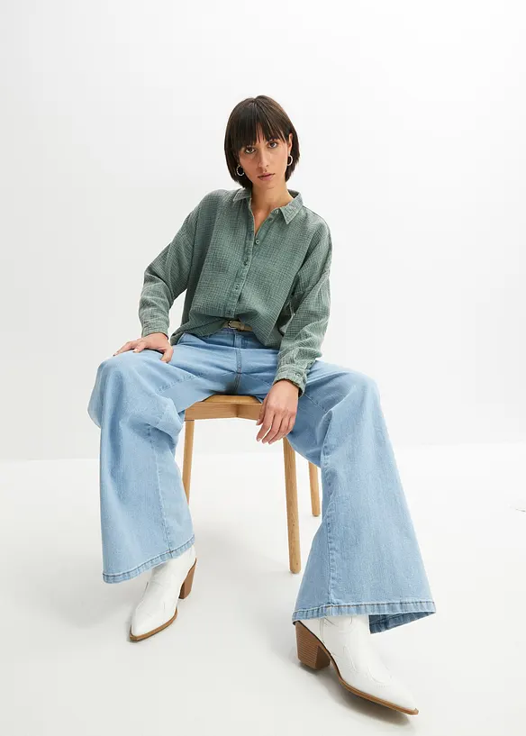 Vid bluse i used look, bonprix