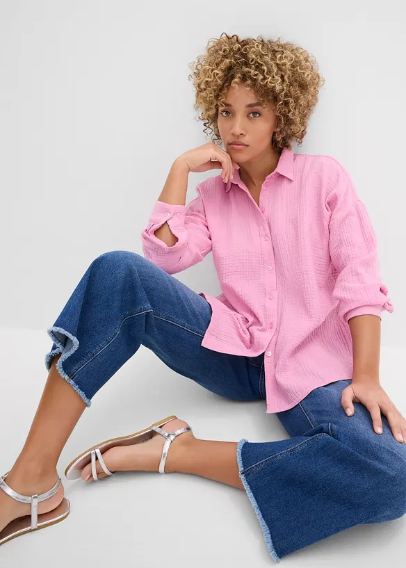 Vid bluse i used look, bonprix