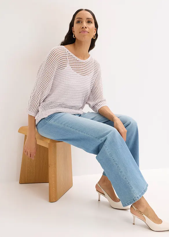 Genser i viskosemiks med hullm&oslash;nster, bonprix