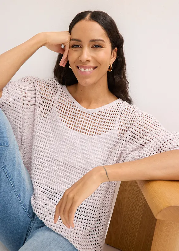 Genser i viskosemiks med hullm&oslash;nster, bonprix