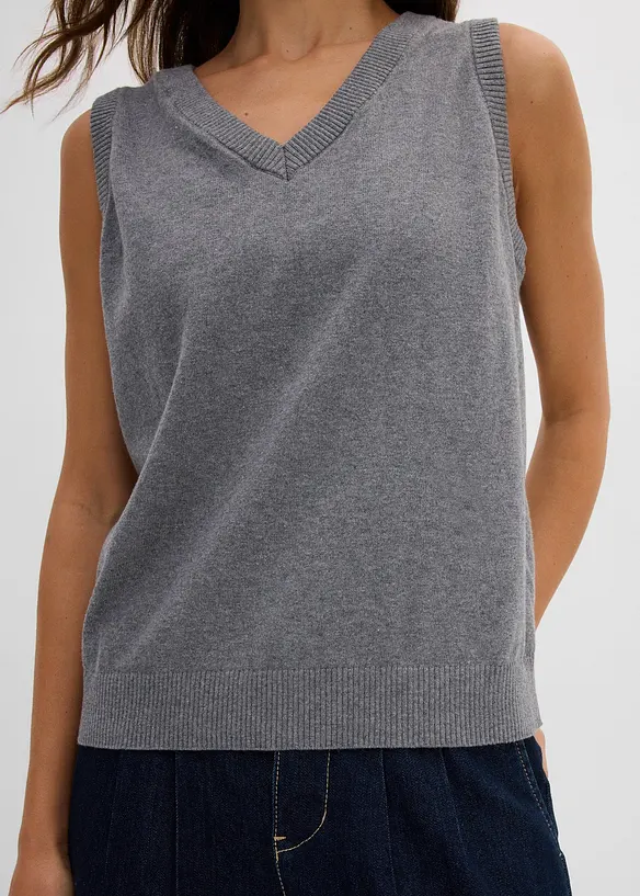 Strikkevest i 100% &oslash;kologisk bomull, bonprix