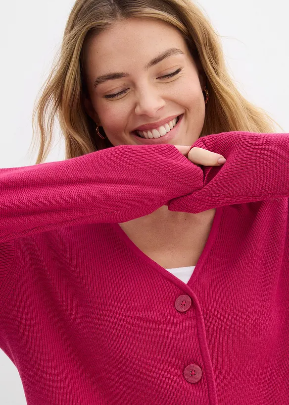 Kort cardigan i 100% &oslash;kologisk bomull, bonprix