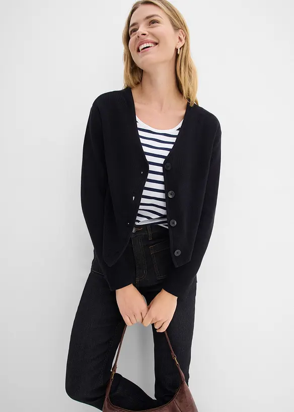 Kort cardigan i 100% &oslash;kologisk bomull, bonprix
