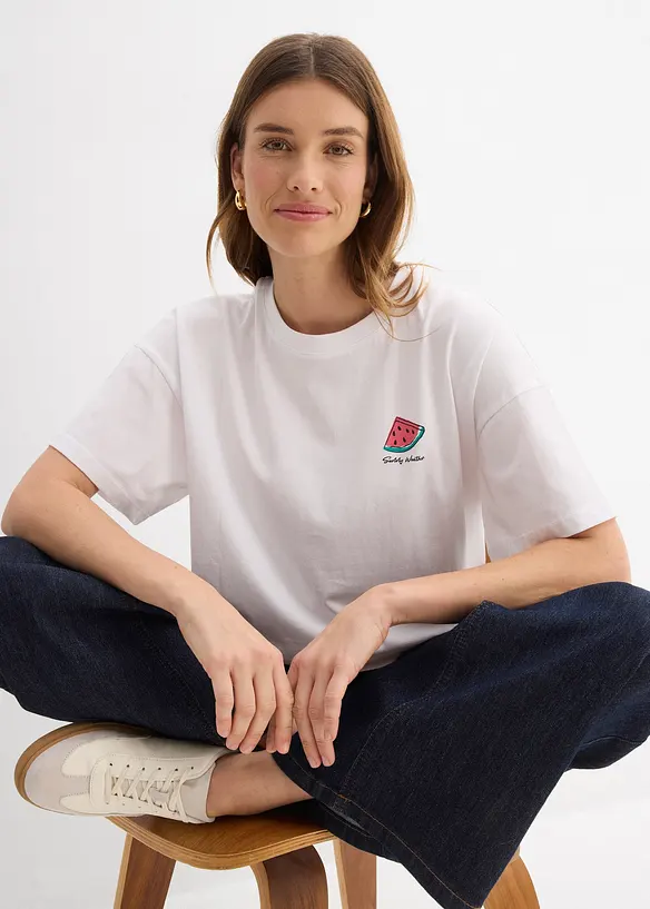 Oversized topp i 100% &oslash;kologisk bomull, bonprix