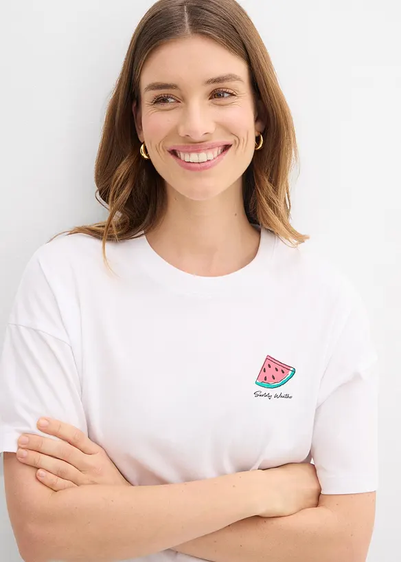 Oversized topp i 100% &oslash;kologisk bomull, bonprix