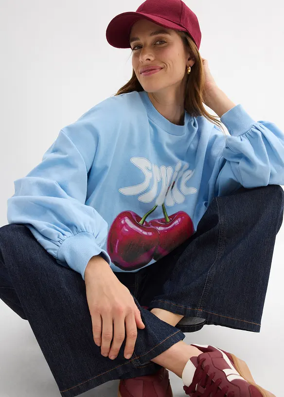 Oversized sweatshirt i 100% &oslash;kologisk bomull, bonprix