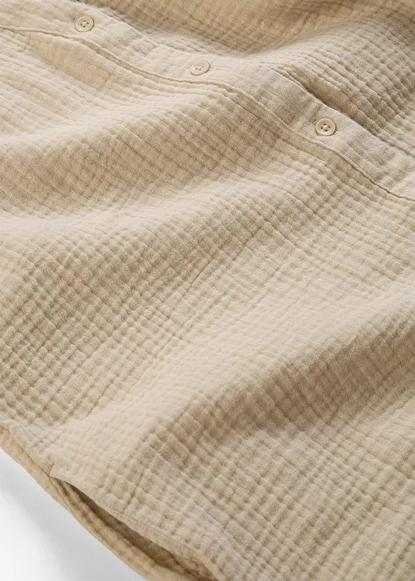 Oversized, lang skjorte i myk bomullsmusselin, bonprix
