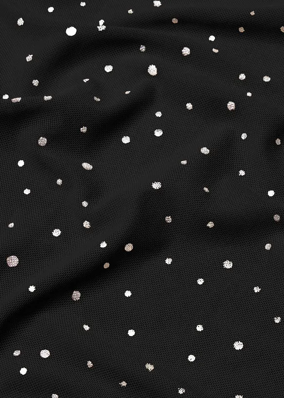 Langermet topp i mesh med glitter, bonprix