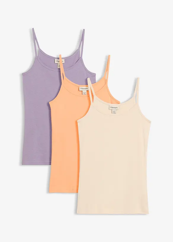 Singlet i 100% bomull (3-pack), bonprix