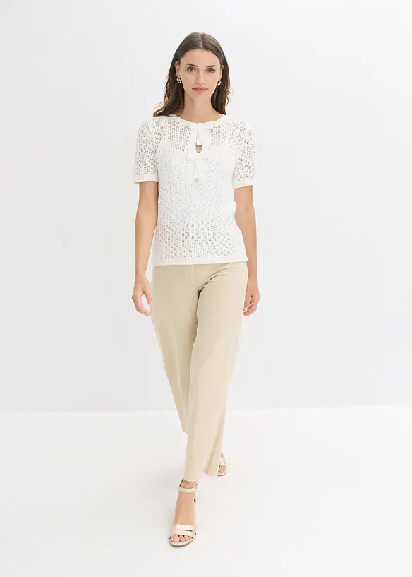 Genser med hullm&oslash;nster av bomullsmiks, bonprix