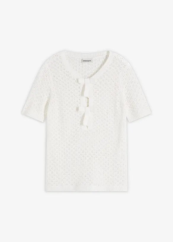 Genser med hullm&oslash;nster av bomullsmiks, bonprix