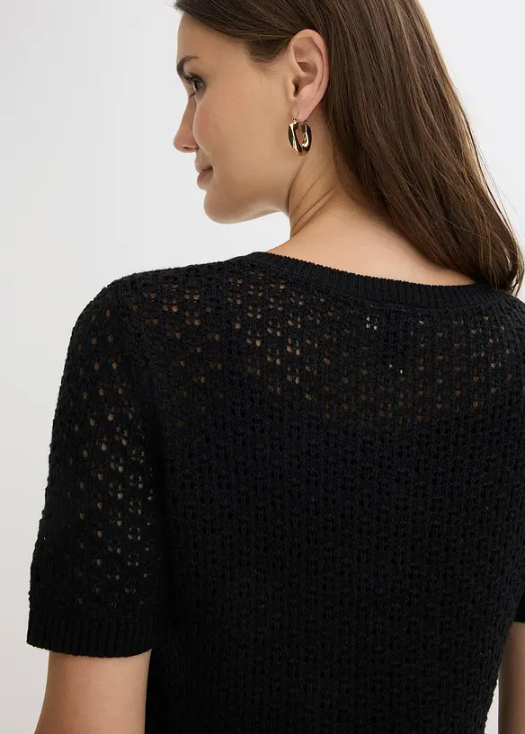 Genser med hullm&oslash;nster av bomullsmiks, bonprix