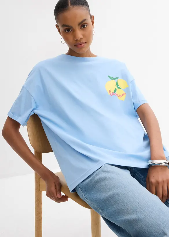 Oversized topp i 100% &oslash;kologisk bomull, bonprix