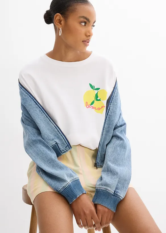 Oversized topp i 100% &oslash;kologisk bomull, bonprix