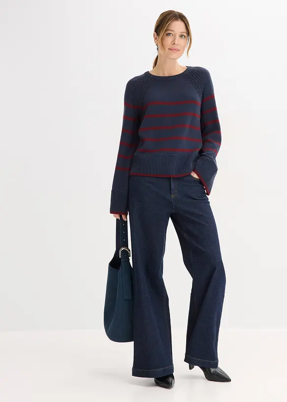Genser med kontrastfargede striper, bonprix