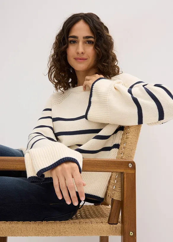 Genser med kontrastfargede striper, bonprix