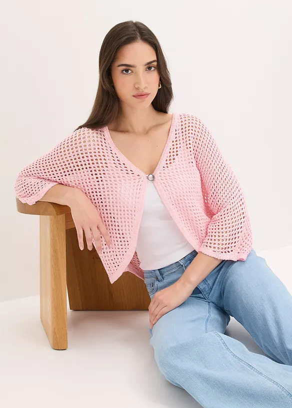 Strikkejakke med hullm&oslash;nster, bonprix