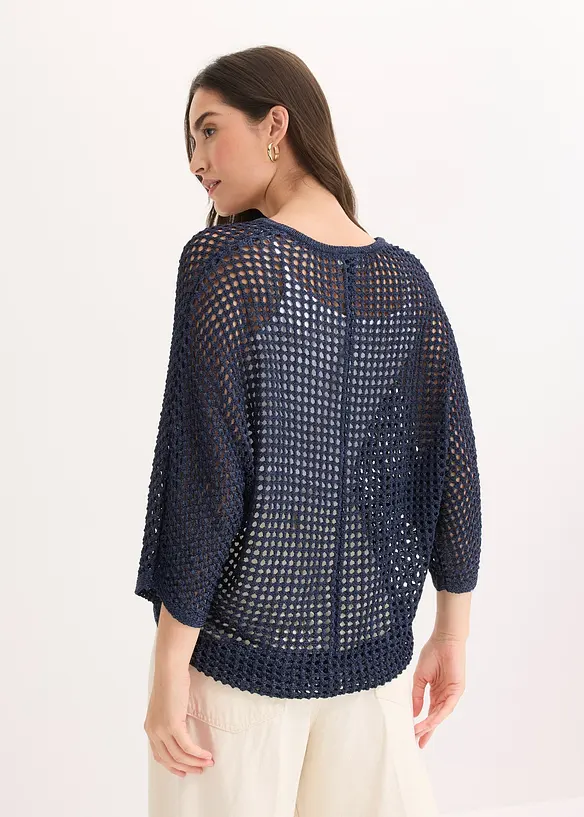 Strikkejakke med hullm&oslash;nster, bonprix