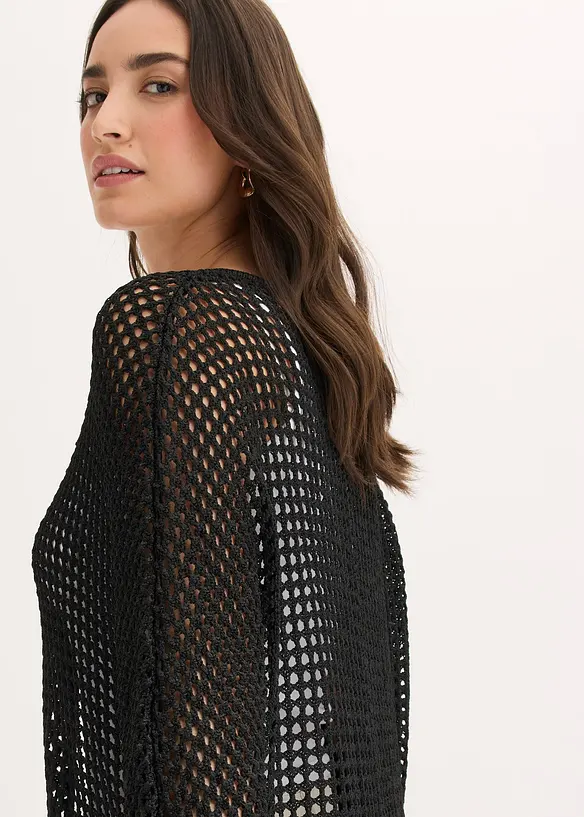 Strikkejakke med hullm&oslash;nster, bonprix