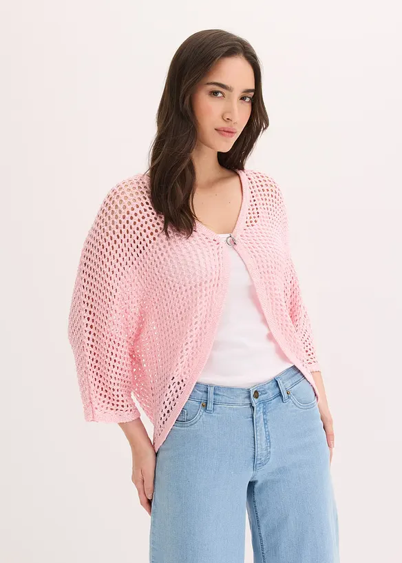 Strikkejakke med hullm&oslash;nster, bonprix