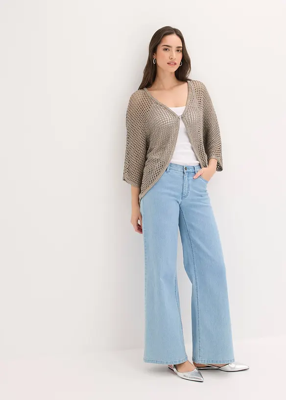 Strikkejakke med hullm&oslash;nster, bonprix