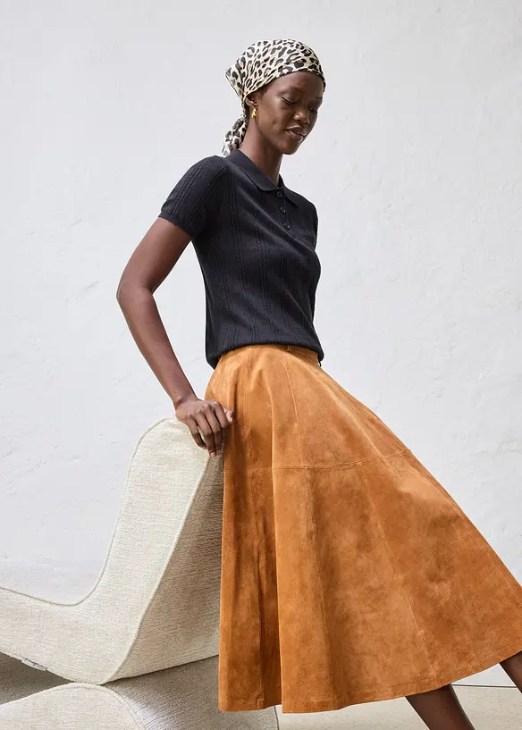 Genser med silke og hullm&oslash;nster, bonprix