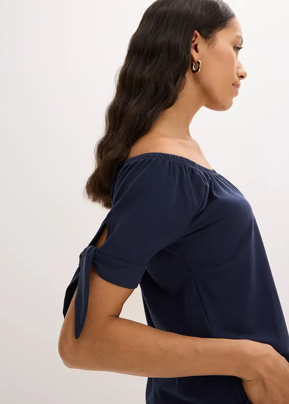 Off shoulder-topp med knyting, bonprix