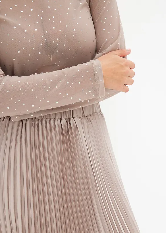 Langermet topp i mesh med glitter, bonprix