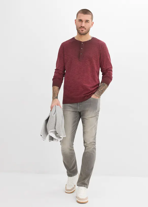 Langermet bestefartr&oslash;ye i &oslash;kologisk bomull i vasket look, bonprix