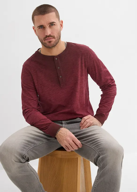 Langermet bestefartr&oslash;ye i &oslash;kologisk bomull i vasket look, bonprix