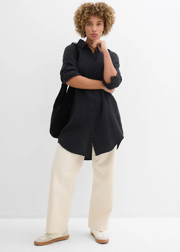 Bluse i musselin av 100% bomull, bonprix