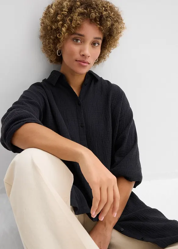 Bluse i musselin av 100% bomull, bonprix